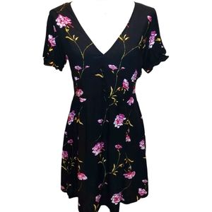 Wild Fable Black Floral Button Down Dress
